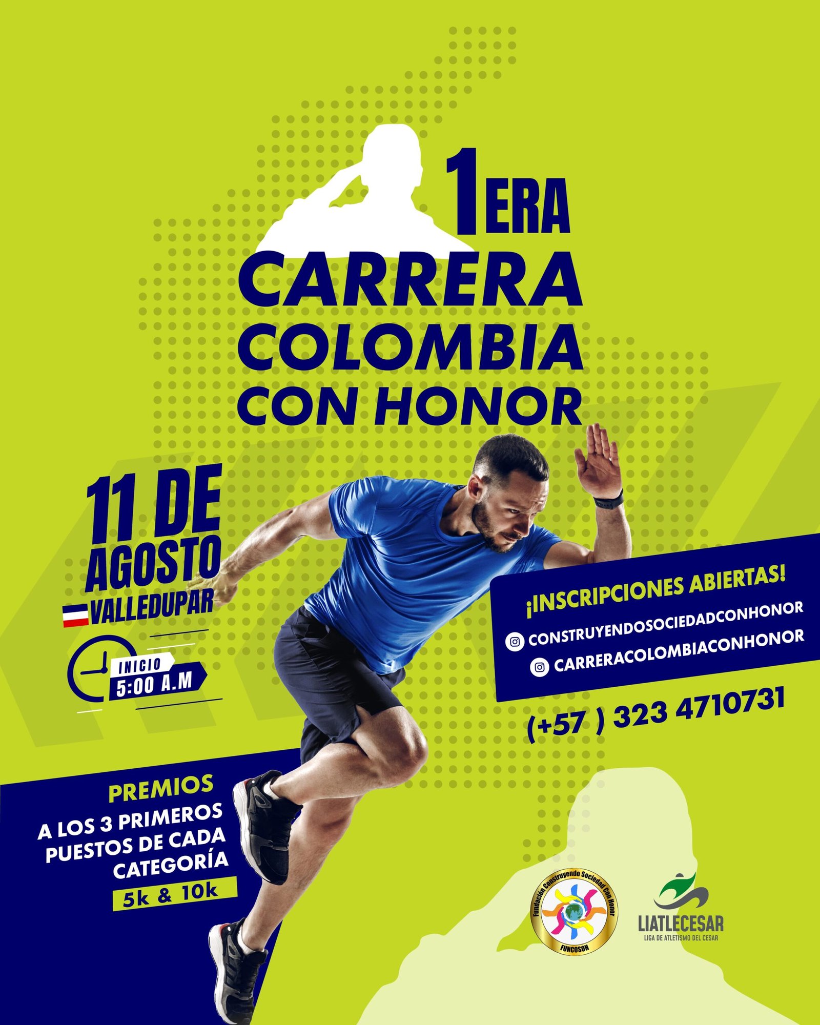 Flyer Carrera Colombia con honor
